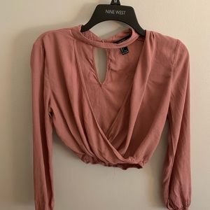 forever 21 pink long sleeve party top